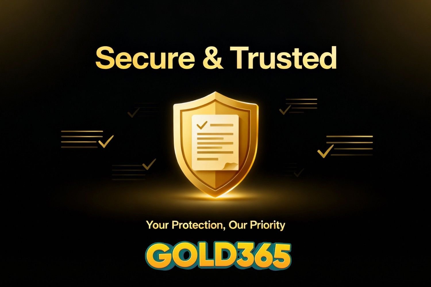 Gold365 Terms & Conditions page banner with security shield and legal document graphic
