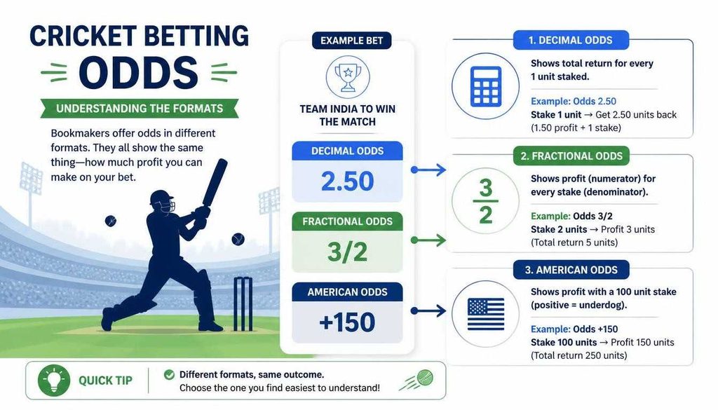 Cricket betting odds explained infographic