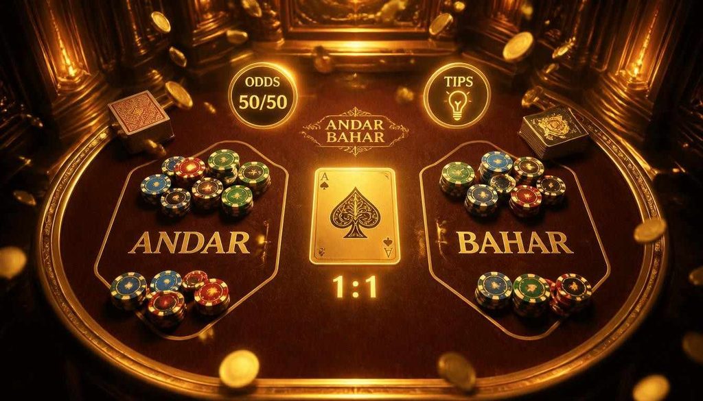 Gold 365 Andar Bahar betting guide. Andar left, Bahar right, chips, payouts, odds, beginner tips.